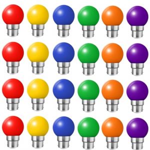 HUAMu Ampoule LED Couleur B22 2W équivalente 20W 200LM B22 Grosse culot à vis Ampoule Guirlande Couleur LED Ampoules Multicolore pour Maison Bar Fête Décoration d'ambiance - Lot de 24 (HUAMu, neuf)
