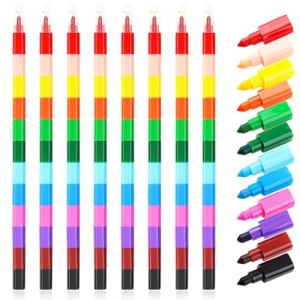 FENQURO 8 pi&egrave;ces Crayons De Couleur Empilables Enfants, 12 couleurs Crayons Bloc Construction, s&eacute;curit&eacute; et non Toxique Crayon arc-en-ciel pour Cadeaux de F&ecirc;te, D'anniversaire, Cadeaux de No&euml;l (WINESTART, neuf)