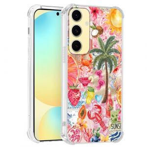 Yirlbey Transparente Coque pour Samsung Galaxy S25 5G, Fleur Fruit Aesthetic Motif Étui Mignon Design Housse pour Filles, Silicone Cover Anti-Rayures Protection Case pour Samsung S25 6,7", Voyage (XUPINBO, neuf)