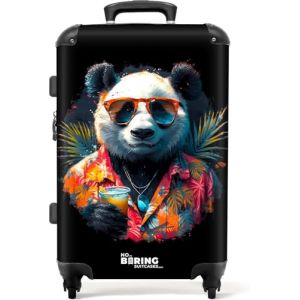 NoBoringSuitcases.com Valises, Valise Soute, Grande Valise, Serrure TSA, Valise Soute 23kg, Valise Soute Avion, Valise Long Séjour, Valise Grande, Valise Grande Taille (67cm - 72L), (Panda - Rose) (NoBoringSuitcases, neuf)
