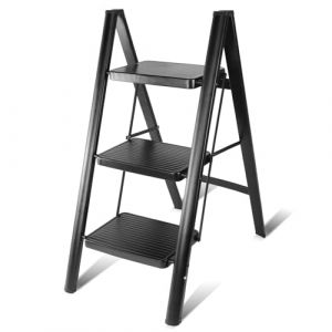 LUKVCIY Escabeau 3 Marches Pliable, Grandes Marches, Petite Échelle Domestique pour La Cuisine 3 Marches, Facile à Utiliser, Capacité Charge 150kg (shenzhenshi jinxuanmaoyi youxiangongsi store, neuf)