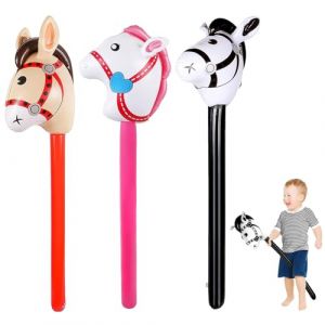pclapora 3 Pi&egrave;ces B&acirc;tons Gonflables de Cheval, Cheval de B&acirc;ton Gonflables, Chevaux Gonflable pour Enfants, B&acirc;tons de Chevaux Gonflable pour Anniversaire d'enfant, No&euml;l, F&ecirc;te &agrave; Th&egrave;me, Piscine (feny, neuf)