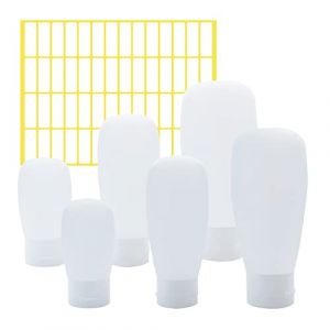 HLIWS Portable Étanches Récipients,Flacon Vide Plastique givré et Rechargeable,6 Pieces(30ml,60ml,100ml,2 chacun),avec Étiquettes,pour Lotion etc (Aprily, neuf)