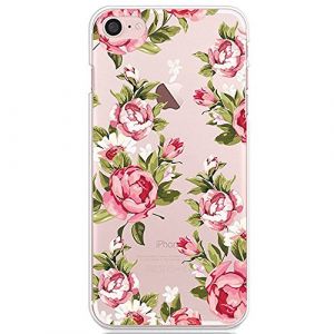 CrazyLemon pour iPhone SE 5 5S Case Silicone, Coque Souple Transparente TPU Silicone Gel Case Ultra-Light Ultra-Mince Skin de Protection Pare-Chocs Anti-Choc Bumper pour iPhone 5 5S SE - Petite Rose (CrazyLemon-EU, neuf)