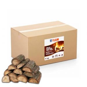 Bois de Chauffage 100% Ch&ecirc;ne &ndash; B&ucirc;ches 25 cm &ndash; Bois Sec Haute Performance &ndash; Id&eacute;al po&ecirc;le, chemin&eacute;e, Barbecue, bras&eacute;ro &ndash; R&rsquo;FLAM - 4 KG (R'GARDEN, neuf)