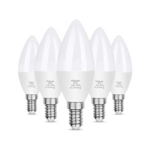 Vicloon Ampoule LED E14,5Pcs C37 LED E14 Bougie,&eacute;quivalente Ampoule incandescence40W Ampoule halog&egrave;ne 50W,Ampoule Plastique,220-240V 5.5 W,Blanc Chaud 3000K,550LM,Non Dimmable (Vicloon&reg;-FR, neuf)