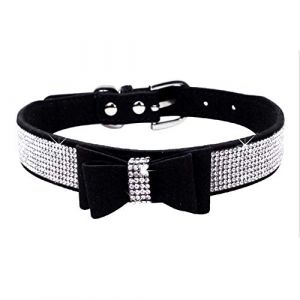 haoyueer Collier pour chien avec strass, en cuir synthétique doux, taille M, noir 1 (haoyueer-uk, neuf)