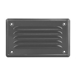 ADGO Grille d'aération murale - Grille extérieure plate en métal avec grille vissée pour cheminée - Avec grille anti-insectes (14 x 7, lumière graphite) (Tecnostore, neuf)