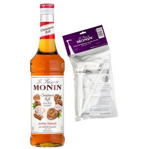 MONIN - Sirop Saveur Roulé à la Cannelle + 1 Pompe à Sirop - Pour Café, Chocolat Chaud, Capuccino ou Latte - Arômes Naturels - Bouteille en Verre - 70 cl (Sirops MONIN, neuf)