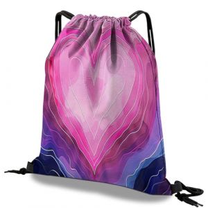 Deokke Sac à dos avec cordon de serrage,sac de sport imperméable,Applicable à gym,la plage les voyages,Yoga,joli sac à dos,pour homme et femme (S22-Rose) (Cokeek, neuf)