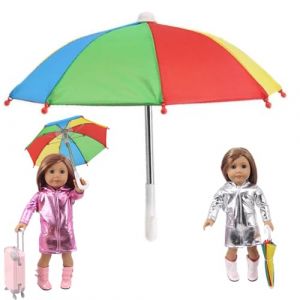 Jorzer Tableau de poup&eacute;e pour poup&eacute;es de 18 Pouces, Parapluie de Jouets color&eacute;, 10,2x8,5 Pouces Ouverts de minuscules parasols, Mini-parapluies dr&ocirc;les pour d&eacute;corations Accessoires (MUkhgf, neuf)
