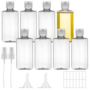 Ysimple 8 Pièces Flacons Vide de Voyage - Bouteille Contenant Plastique 100ml, Vides Petit Flacon Transparent, Ensemble Flacon Spray Vide Avec Arroseur, Entonnoir, Étiquette pour Les Voyages en Avion (yuefuq, neuf)