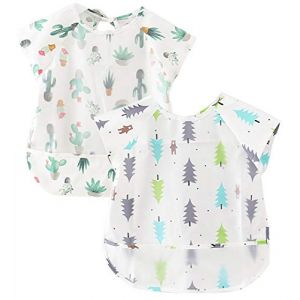 Happy Cherry - 2 Pi&egrave;ces Enfant Tablier de Peinture Sans Manches B&eacute;b&eacute; Bavette Repas Motif Mignon pour Jeu &Eacute;cole Maternelle Blouse Bavoir &Eacute;tanche pour Gar&ccedil;ons Filles de 2-3 Ans (Gshishop, neuf)