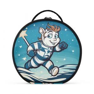 Cheval Blanc Étoile Bleue Créativité Trousse Sac Cosmétique Circulaire de Maquillage Pochette Sacs avec Cloisons Amovibles pour Voyage Filles (HULAHULA, neuf)