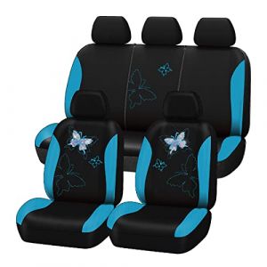 Flying Banner Housses de si&egrave;ge de Voiture Universelle Tendance avec Broderie Papillon Motif (Complet, Bleu Menthe) (Flying Banner EU, neuf)