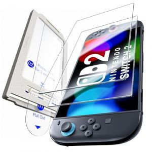 Hoerrye Lot de 2 films de protection d'écran en verre trempé pour Nintendo Switch 2 - Accessoires Switch2 2025 - Transparent HD [Démontage automatique de la poussière sans bulles] incassable (JWJP-US, neuf)