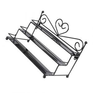 GANAZONO Pr&eacute;sentoir &agrave; Vernis &agrave; Ongles Vintage En Fer Noir Support De Rouge &agrave; L&egrave;vres Mural Compact Pour Organisation De Cosm&eacute;tiques Espace De Rangement Pratique (JUNEE, neuf)