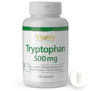 Tryptophane hautement dosé avec 500 mg par capsule (120 pièces) d'acides aminés essentiels, précurseur de sérotonine, complément alimentaire de qualité supérieure Vitality Nutritionals by (VitaminExpress, neuf)