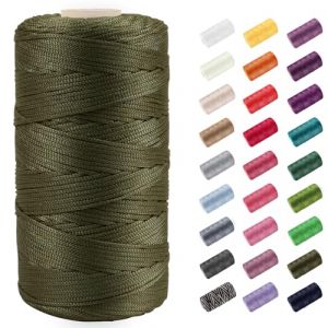 CAMAL Ficelle Nylon Fil Nylon 1.5mm Cordon Bracele 200m Corde Fine Corde pour Bracelet Fil Tress&eacute; pour Bricolage Artisanat, Bonnets, Sac Au Crochet (Vert Arm&eacute;e) (CAMAL-UK, neuf)