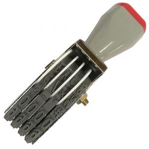 WANLIAN 4 chiffres rouleau timbre num&eacute;ro personnalis&eacute; timbre en caoutchouc symbole roue de roulement timbre multifonction bricolage Format d'impression 18 x 7 mm-Gris/Noir (xiu+2, neuf)