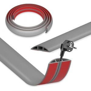 DIKARIYA Passage de Cable au Sol Gris, 3mx50mm Cache Cable Sol, Petit Canal de Câble Flexible, Goulotte Passe Cable, PVC Cache Fil Électrique Sol Auto-Adhésif Montage pour Tous Les Câbles Bureau (DIKARIYA EU, neuf)