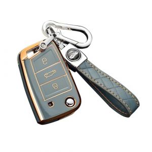 ontto TPU Coque de cl&eacute; de Voiture Adapt&eacute; pour Audi A1 Sportback 2019-2021 Sportback 30 2019 TFSI S-Line T&eacute;l&eacute;commande TPU Cas Coque de Protection pour cl&eacute; de Voiture avec Porte-cl&eacute;s 3 Boutons-Gris (Ontto, neuf)