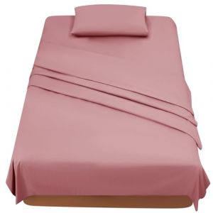 FARFALLAROSSA Parure De Lit 120x190/200 3 Pièces en Microfibre - Drap Housse 120x200 cm - Drap Plat 1 Personne 180x280 cm - 1 Taie d'oreiller 50x80 - Rosa Fonce (MediaMinds, neuf)