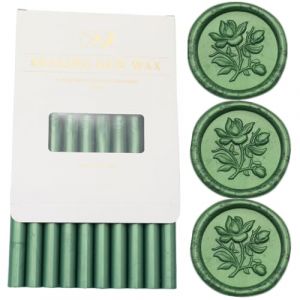 Atopbb Lot de 10 bâtons de cire de 1,1 mm - Vert pin - Pistolet à colle - Bâtons de cire pour lettres, cartes de vœux, vin, étanchéité, artisanat, invitations de mariage et de fête (vert pin) (shengbo, neuf)