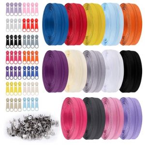 Lot de 14 Fermetures éclair en Nylon, Zip Fermeture Eclair au Metre, Couleurs Fermetures éclair à Coudre Sans Fin avec Curseurs de Fermeture éclair pour Bricolage, Couture, Loisirs Créatifs (JIANGAIDOLIANG, neuf)