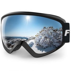 Findway Masque de Ski Protection pour Enfant 5 à 16 Ans Lunette Ski Masque Ski OTG de Garçon ou Fille Anti-UV Antibuée Compatible avec Casque pour Ski Snowboard Hiver (Lentille Noir (VLT 6.8%)) (Findway Direct, neuf)