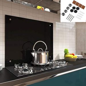 Melko tremp&eacute; transparent cuisine mur arri&egrave;re r&eacute;troviseur carrelage miroir de protection murale tuile de cuisine verre noir - 90x50CM (MELKO24, neuf)