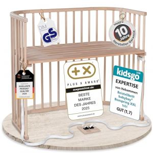 babybay Boxspring XXL lit cododo en bois de hêtre massif/compact et modulable/hauteur du lit réglable en continu/lit bébé évolutif (naturel non traité) / Sans matelas (babybay, neuf)