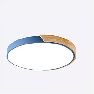MCNUSS Plafonnier LED En Bois Moderne À Encastrer, 12 Pouces 2400LM 6500K, Luminaires De Lampe En Bois Rond Ultra Mince Pour Cuisine Salle De Bain Salon Chambre Couloir,Bleu,White light (yingyuecang, neuf)