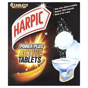 Harpic Powerplus Active Lot de 6 x 8 comprim&eacute;s pour nettoyage en profondeur sans frottement, &eacute;limine 100% calcaire, nettoyant WC (VBSTORE, neuf)