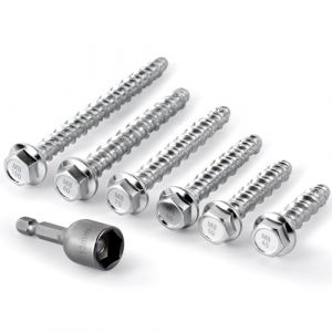 KOVSGQ Vis Beton Sans Cheville Tirefond Bois M8x50 20Stk Vis &agrave; B&eacute;ton &agrave; t&ecirc;te Hexagonale Galvanis&eacute;e Avec Rondelle et cl&eacute; &agrave; Douille Hexagonale Pour Ma&ccedil;onnerie B&eacute;ton Architecture Industrie (Travenix-US, neuf)