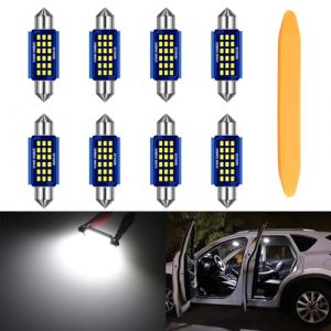 SUCANY Ampoules LED C5W 41mm Blanc 12V 24V,578 DE3425 Feston C5W Voiture Ampoule LED,400LM 1.5W 15SMD 2016 LED Chipsets,Canbus,pour &Eacute;clairage Int&eacute;rieur &Eacute;clairage Plaque d'Immatriculation (8 Pieces) (SUCANY Europe, neuf)