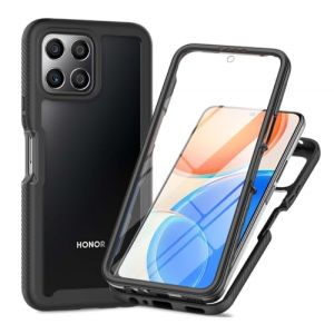 GOKEN Coque pour Honor 70 Lite/Honor X6 / Honor X8 5G, &Eacute;tui avec Protection 360 Degr&eacute;s, Film Protecteur Int&eacute;gr&eacute;, Housse Armor Bumper Antichoc, en Silicone Cadre et Dos Transparent en PC Dur -Noir (ALIDOU, neuf)