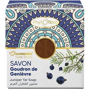Phytoflora Shampoing Solide Goudron De Geni&egrave;vre 125gr 1 pcs avec Porte Savon,Shampoing Antipelliculaire Chute Acne Eczema Point Noir,Gommage Corps (TULIPPA ORGANIC, neuf)