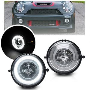 NSLUMO LED Antibrouillard DRL Feux Diurnes Compatible avec Mini Cooper R55 R56 R57 R58 R59 R60 R61 LED Halo Anneau Conduite Courant DLR Lumi&egrave;re E4 Approuv&eacute; 2PCS (Nslumo Autolight, neuf)
