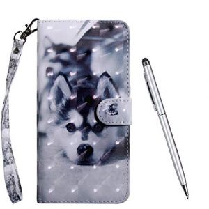 TOUCASA Coque pour Huawei Y7 2019, Coque Cuir PU Luxe Portefeuille &agrave; Aimant [3D Bling Surface] Coque Rabat Portefeuille [Life Time Warranty] Housse &Eacute;tui de Protection (Chien) (Mltour-EU, neuf)