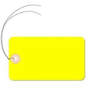 Lot de 200 Etiquettes am&eacute;ricaines Couleur au choix - cartonn&eacute;es 100x55 mm avec attache m&eacute;tallique (Jaune soleil) (CODEX ACTION, neuf)