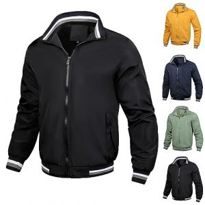 UHouse Bombers Homme Automne Blousons Legere Blouson Mi Saison Veste de Sport Vestes Pour Hommes D&eacute;contract&eacute; Bomber Col Mao Casaul V&ecirc;tements Hiver Running Vetement Noir XL (UHouse FR, neuf)