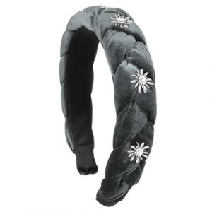 Bandeau Cheveux Serre Tête Tressé en Tissu Velours Cheveux Large Femme Headband Épais forme Fleur Edelweiss Decoration Oktoberfest Party Quotidien Fête de Bière pour Femmes et Filles (ShanDongYuRui, neuf)