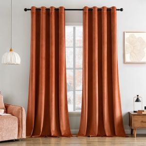 MIULEE Rideaux Velours Orange Rouge 140x245 CM Lot de 2, Luxurious Doux Semi-occultant Rideau à Oeillets, Rideau Thermique Isolant Anti Chaleur Velours pour Chambre, Opaque Rideaux Salon Moderne (MIULEE HOME, neuf)