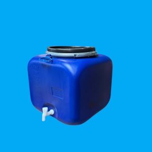 Jordan & Jordan - Bidon Plastique 100 litres Carr&eacute; avec Robinet et Couvercle &Oslash;34 cm &ndash; R&eacute;servoir Alimentaire Herm&eacute;tique &ndash; Stockage Eau, Huiles, Aliments Solides &ndash; Forme Cube 50 x 50 x 50 cm (Jordan_Jordan, neuf)