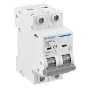 Heschen Disjoncteur Miniature DC HSB6C-DC, 2 P&ocirc;les, DC 500 V 16 A, pour Syst&egrave;me Solaire PV, Montage sur Rail (Heschen, neuf)