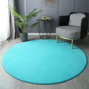 Highdi Tapis Rond 60/80/100/120cm, Couleur Unie Tapis Salon Moderne Tapis de Sol Tapis Poils Ras Antid&eacute;rapant Lavable Tapis pour Chambre Cuisine Int&eacute;rieur Ext&eacute;rieur (60cm,Bleu Clair) (Highdi, neuf)