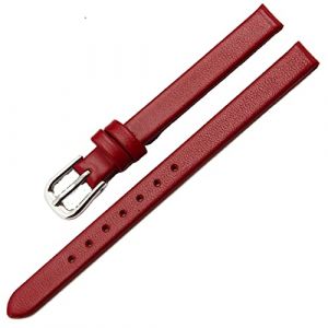 LEBINA Bracelet de Montre en Cuir Souple pour Femme - 6mm 8mm 10mm 12mm - Petit Bracelet, Rouge (Haoxinkjshop, neuf)