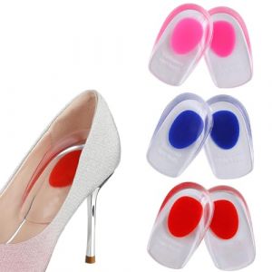 Talonnettes Gel Talon Coussin, 3 paires Coussinets de talon pour chaussures, éperons de talon, Tendinite et Fasciite Plantaire Orthopédique Coussinet silicone, taille : 40-45, bleu, rose et rouge (WANG  JIALEI UK STORE, neuf)