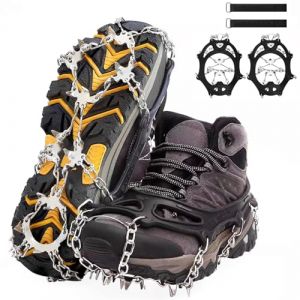 RiuCrepian Crampons pour chaussures de randonnée, crampons à 26 dents, crampons de glace, chaînes à neige pour chaussures, crampons antidérapants en acier inoxydable, crampons pour chaussures, adaptés (LONGKI, neuf)